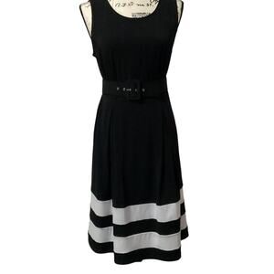 Vintage Signature Collection Vicki Wayne Sleeveless Dress Belted Stripes Size 6P